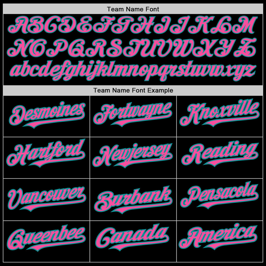 Custom Black Pink-Teal 3 Colors Arm Shapes Authentic Baseball Jersey