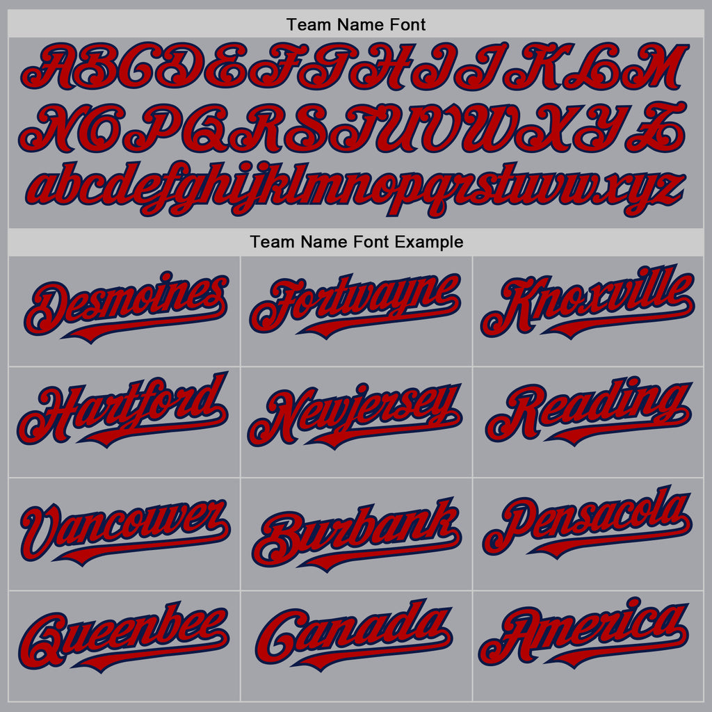 Custom Gray Red-Navy 3 Colors Arm Shapes Authentic Baseball Jersey