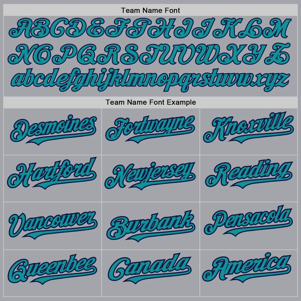 Custom Gray Teal-Navy 3 Colors Arm Shapes Authentic Baseball Jersey