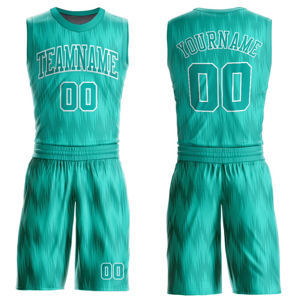 Custom aqua and white round neck sublimation basketball jersey with free shipping0