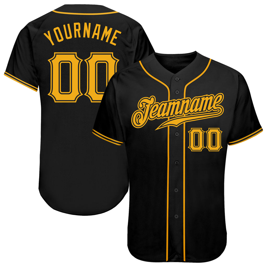 Custom Black Gold Authentic Baseball Jersey