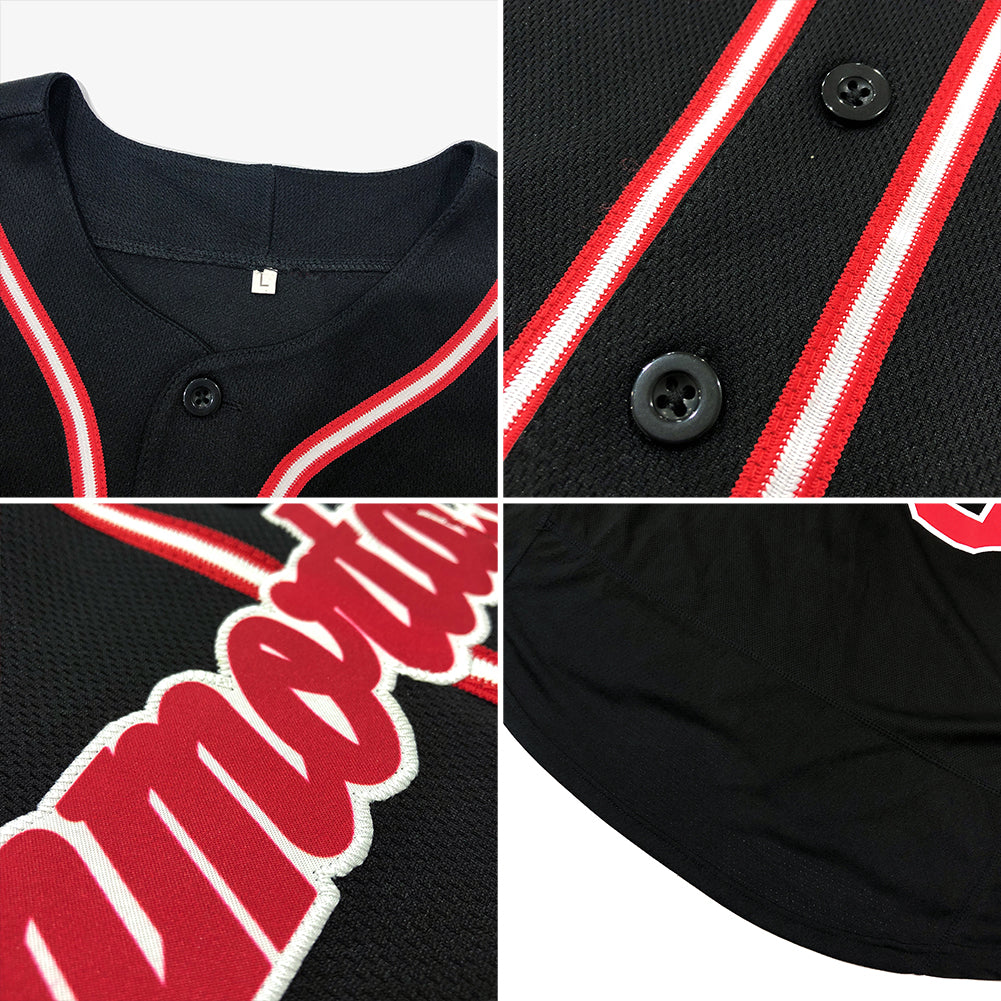 Custom Black Crimson-Gold Authentic Baseball Jersey