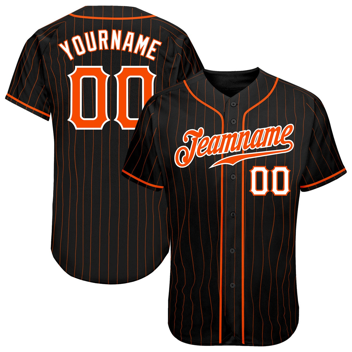 Custom Orange Black Thick Stripe Fashion Authentic Baseball jersey