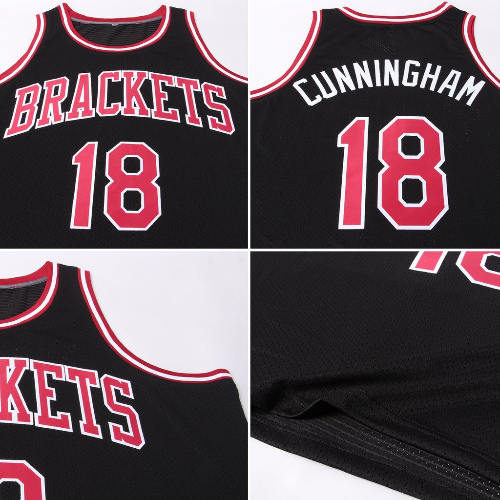 Custom Black Maroon-White Authentic Throwback Basketball Jersey