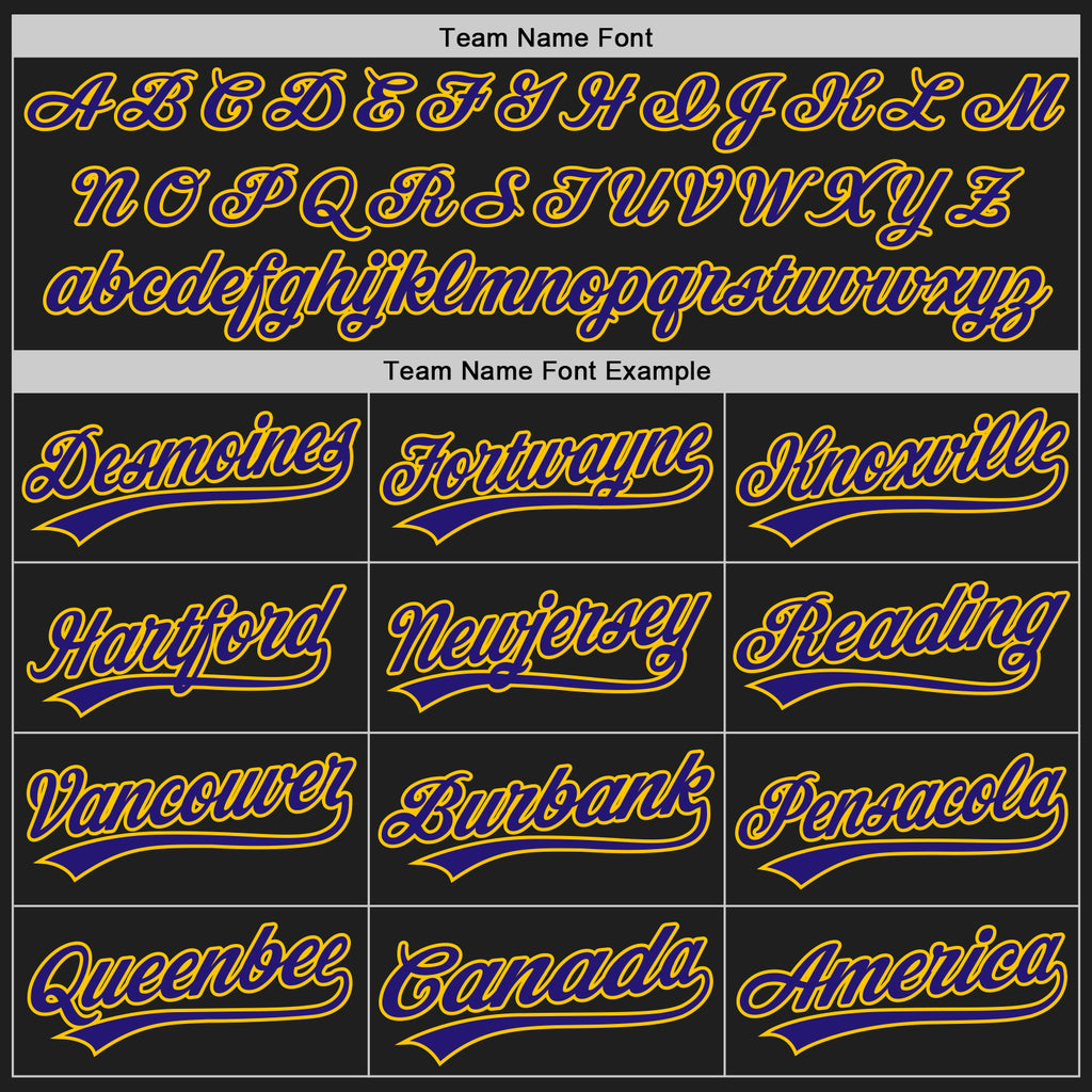 Custom Black Dark Purple-Gold Authentic Baseball Jersey