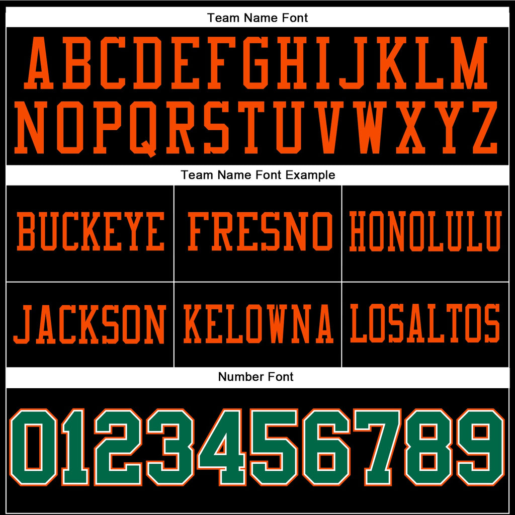 Custom Black Kelly Green-Orange Mesh Authentic Football Jersey