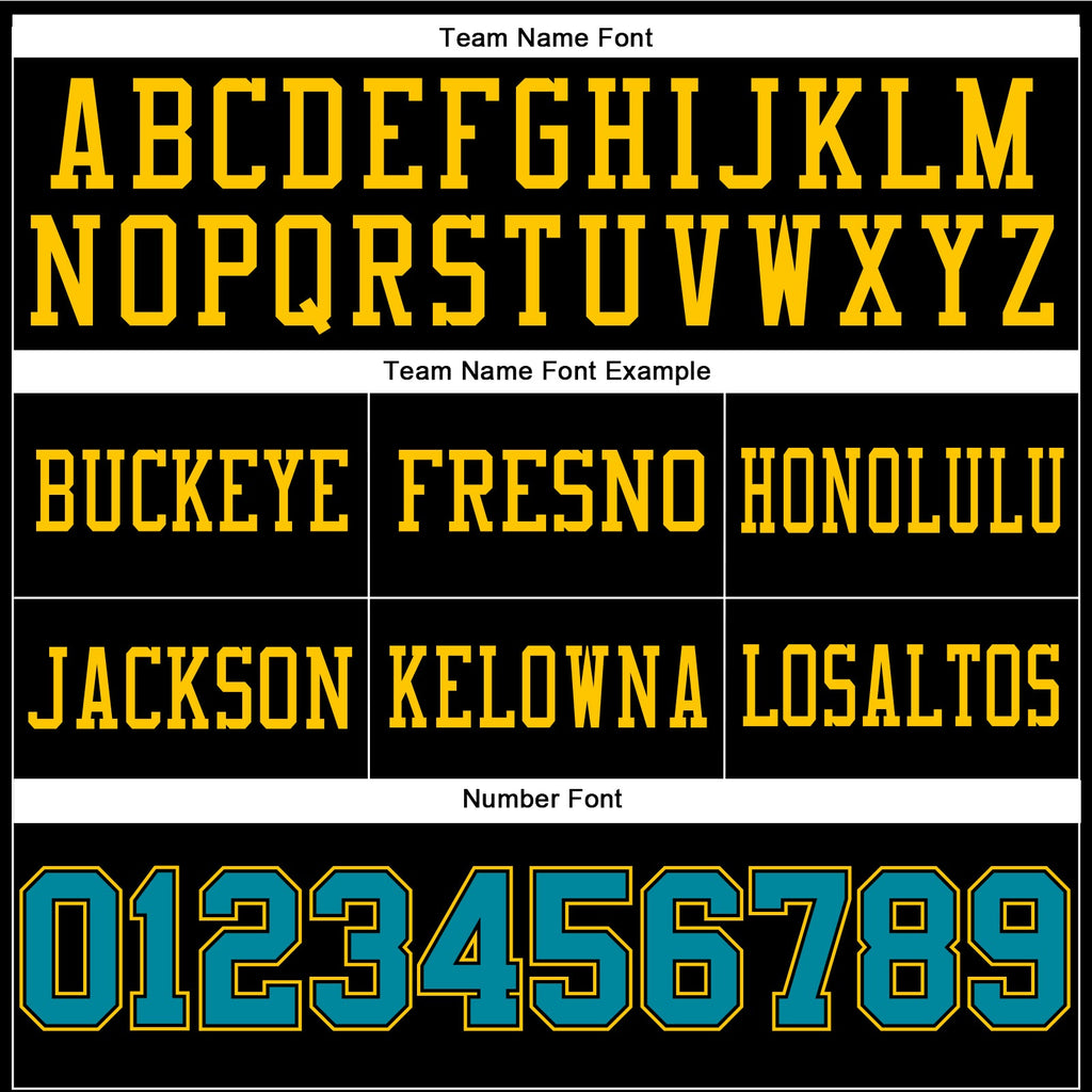 Custom Black Teal-Yellow Mesh Authentic Football Jersey