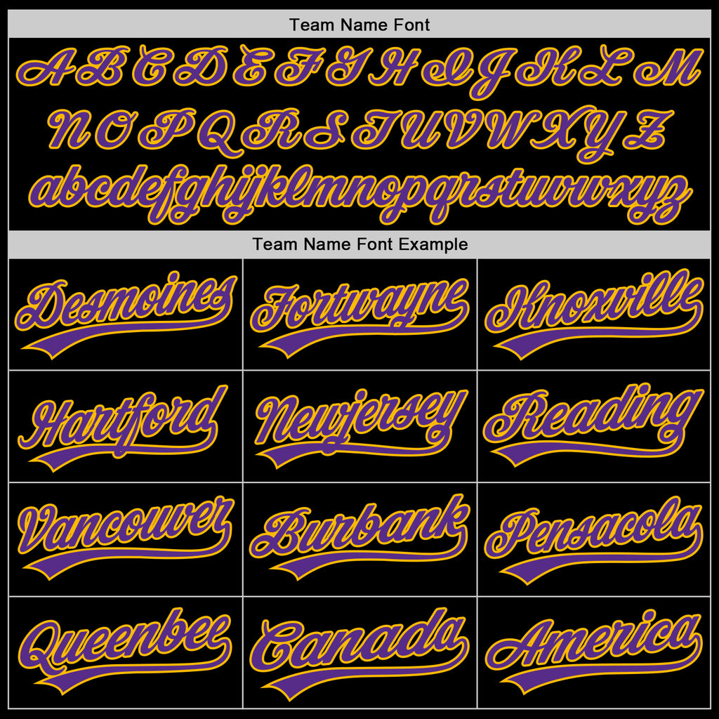 Custom Black Purple-Gold Authentic Throwback Baseball Jersey