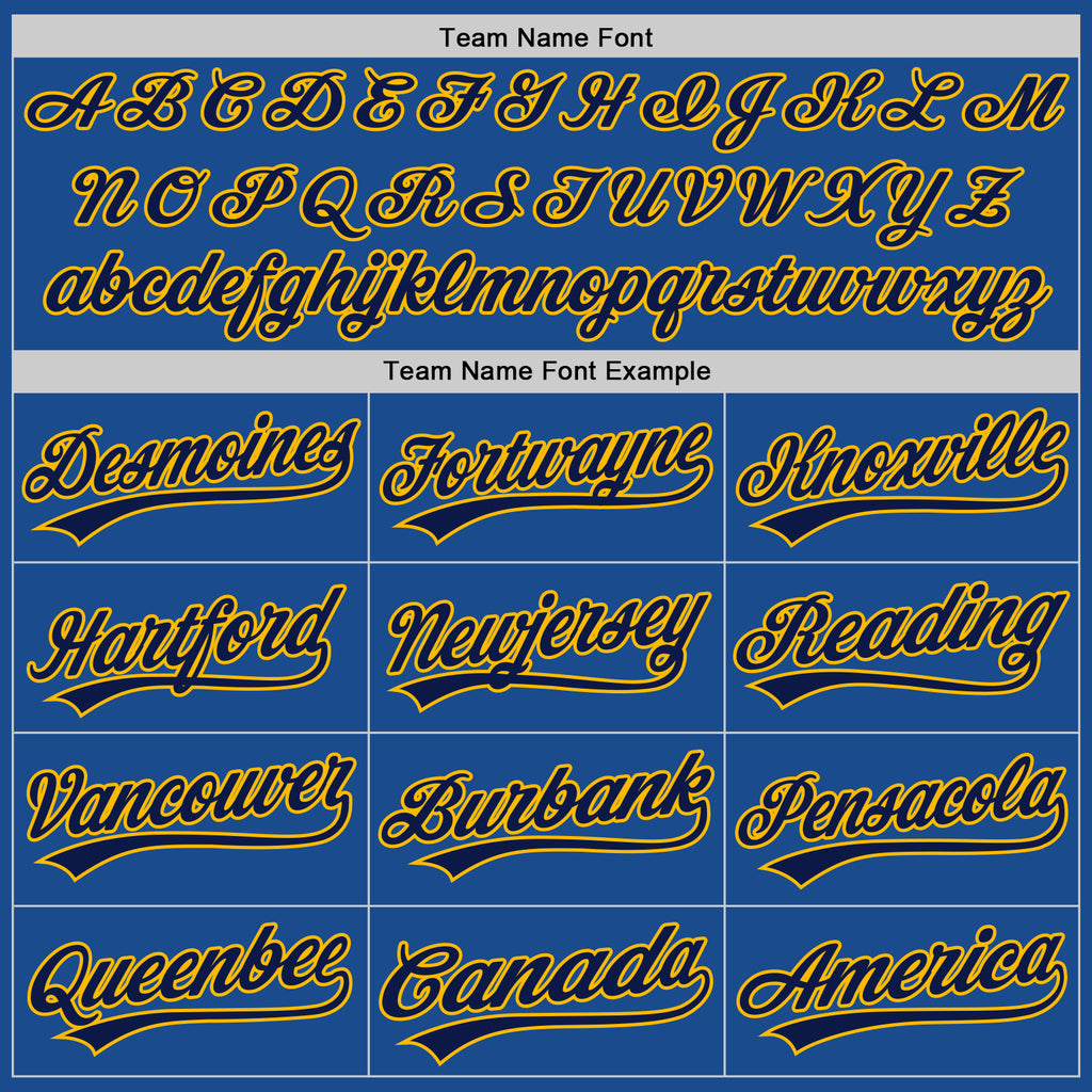 Custom Blue Navy-Gold Authentic Throwback Baseball Jersey