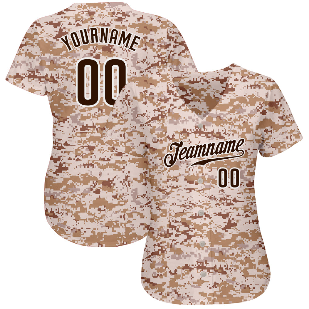 Custom Camo Brown-White Authentic Salute To Service Baseball Jersey