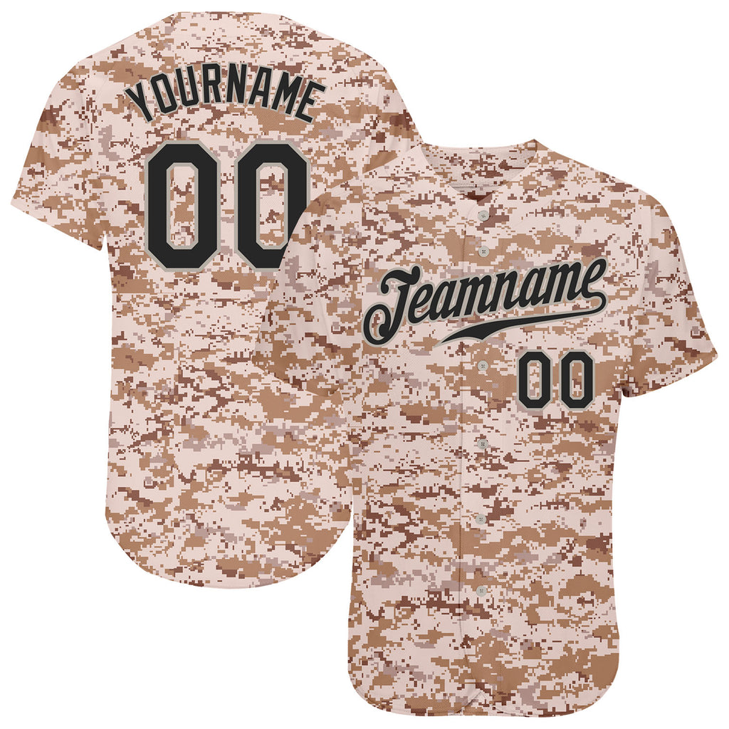 Custom Camo Black-Gray Authentic Salute To Service Baseball Jersey