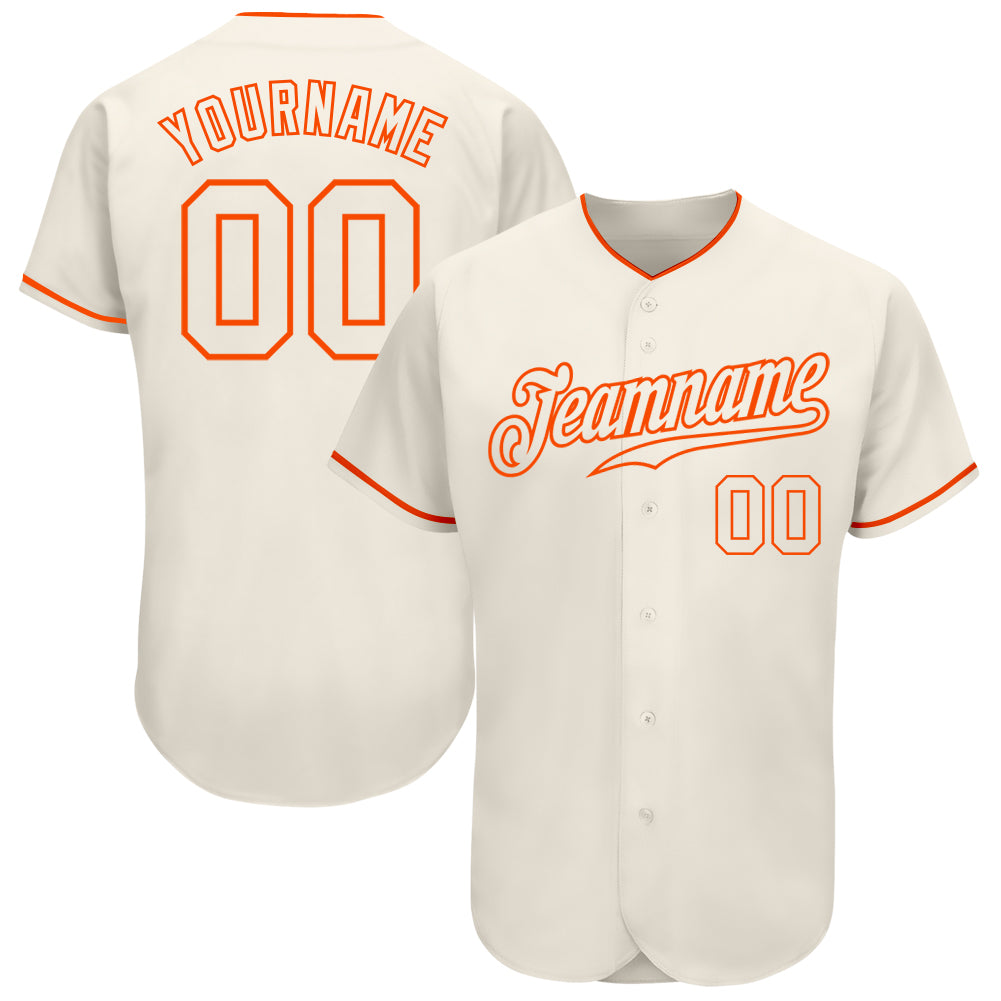 Custom Cream Cream-Orange Authentic Baseball Jersey