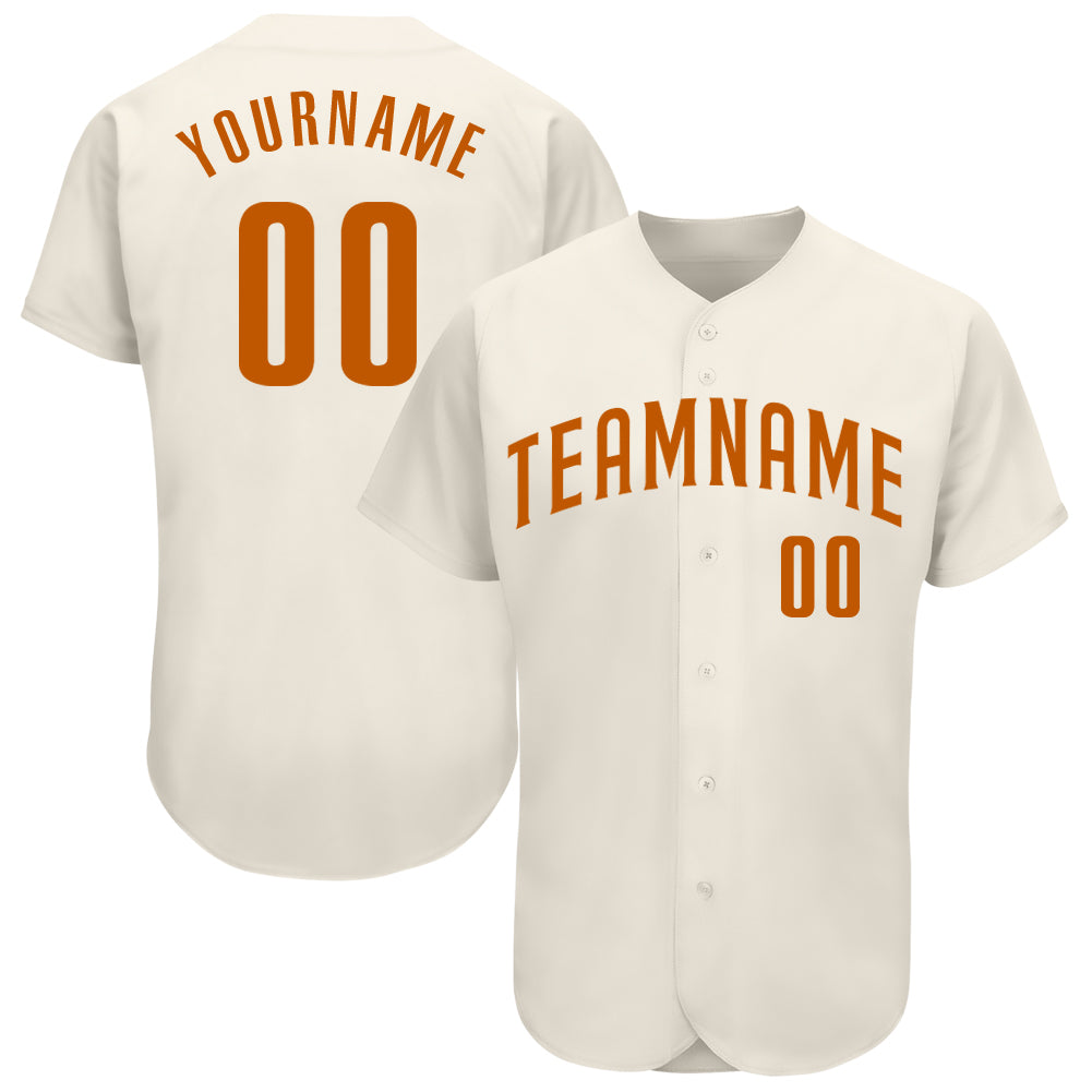 Custom Cream Texas Orange Authentic Baseball Jersey