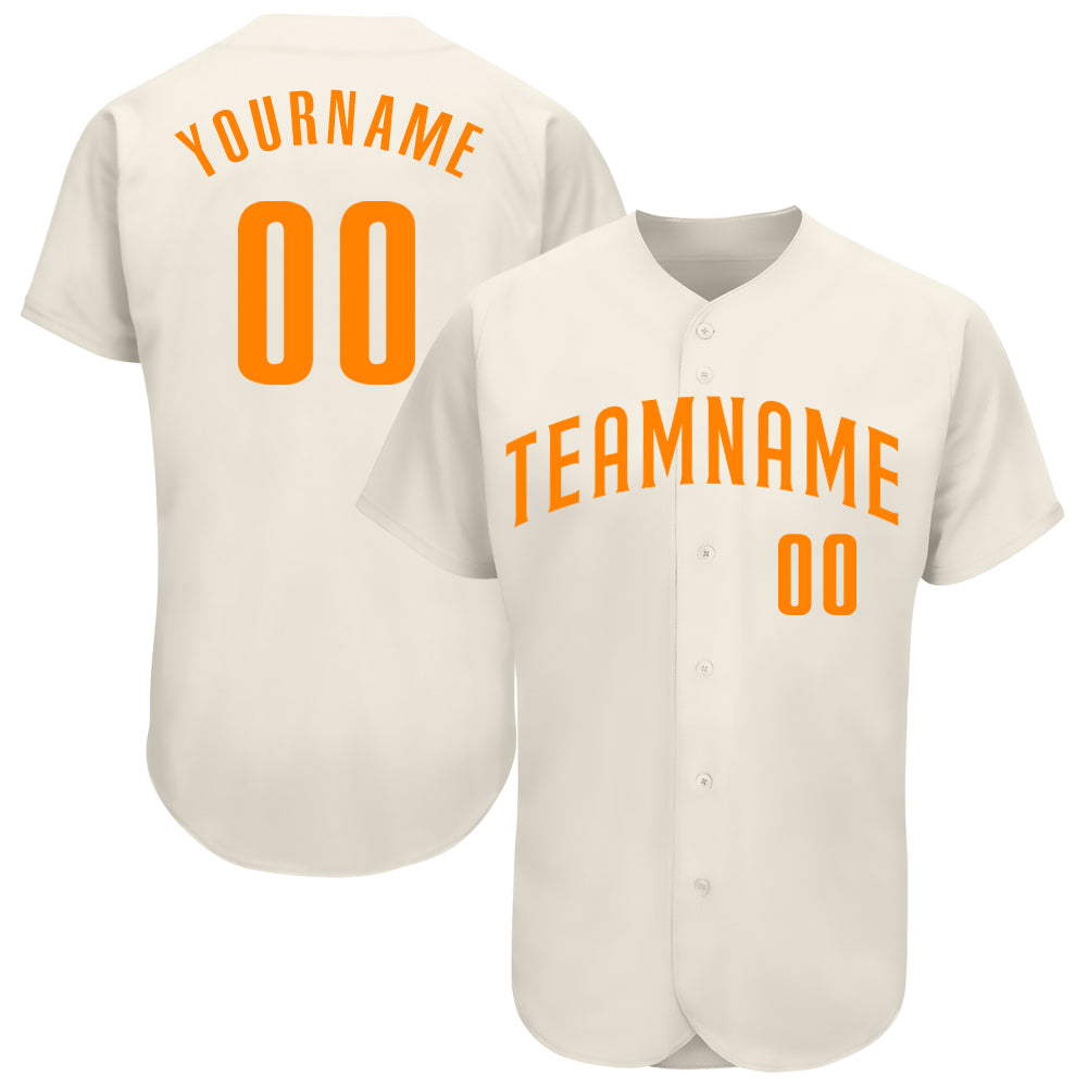 Custom Cream Bay Orange Authentic Baseball Jersey