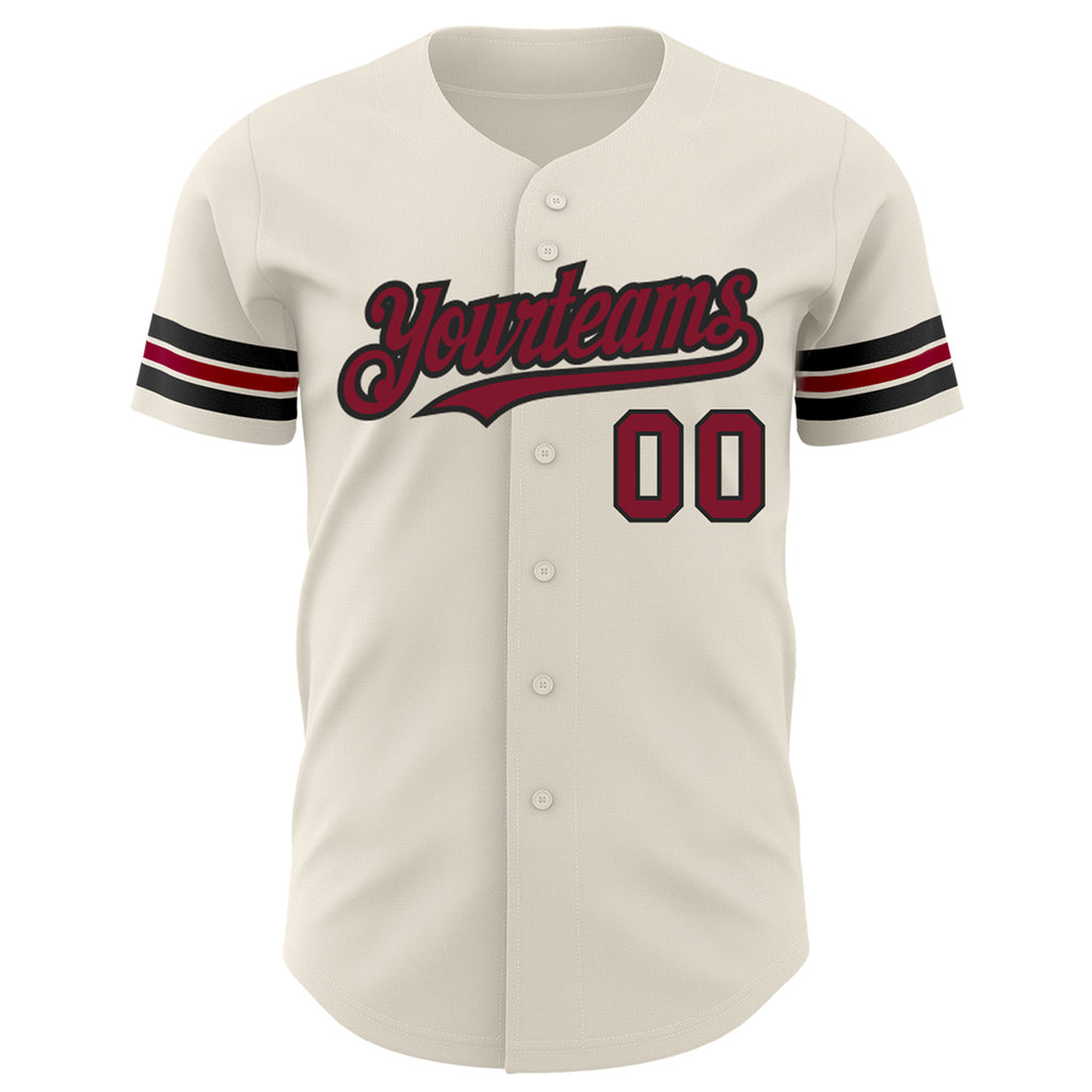 Custom Cream Crimson-Black Authentic Baseball Jersey