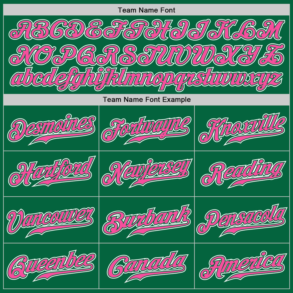 Custom Kelly Green Pink-White Authentic Gradient Fashion Baseball Jersey