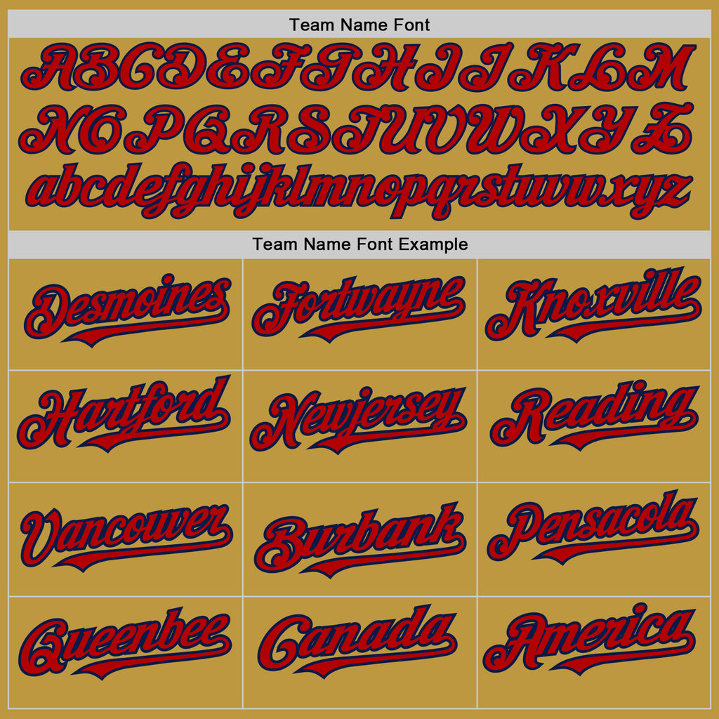 Custom Old Gold Pinstripe Red-Navy Authentic Fade Fashion Baseball Jersey