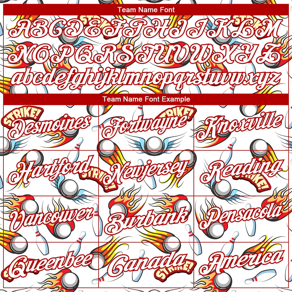 Custom White Red 3D Pattern Design Firely Bowling Performance Golf Polo Shirt