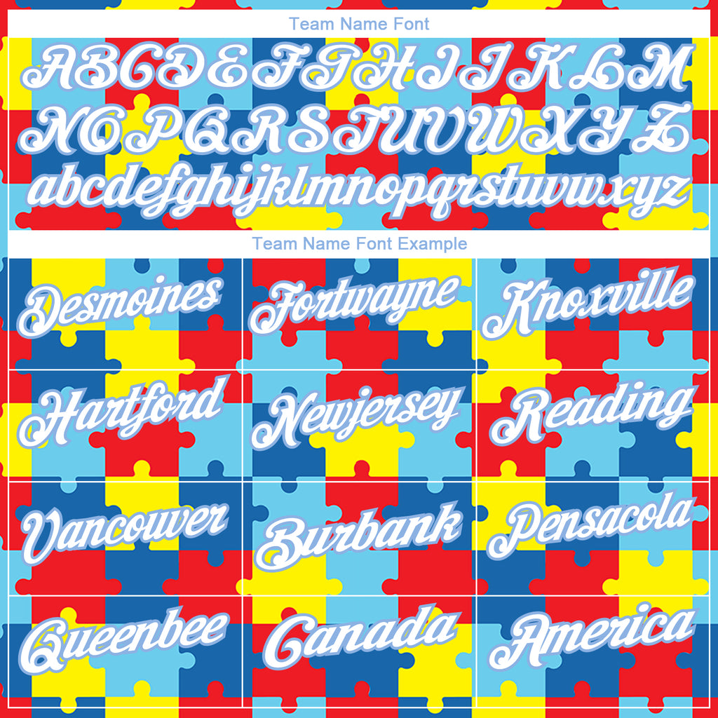 Custom Light Blue White 3D Pattern Design Autism Awareness Puzzle Pieces Performance Golf Polo Shirt