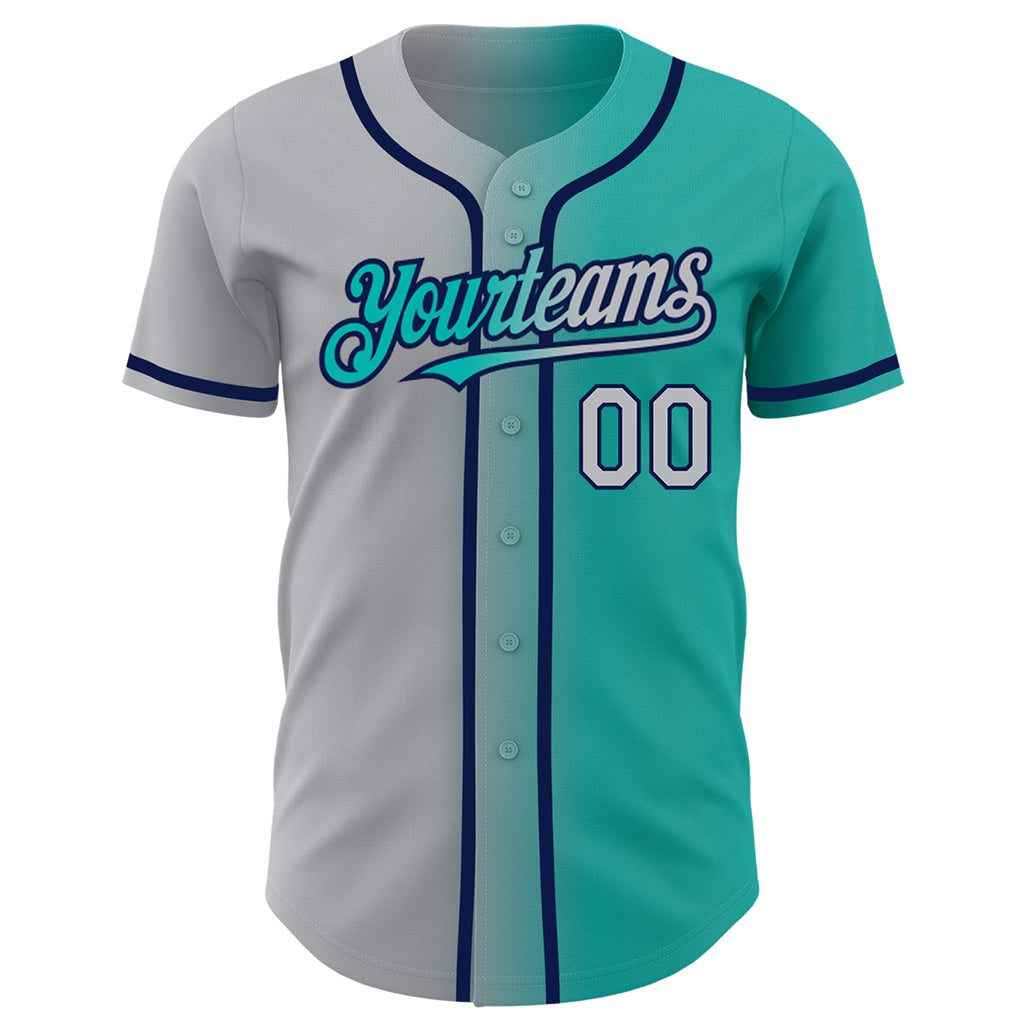Custom aqua gray-navy gradient fashion baseball jersey with free shipping4