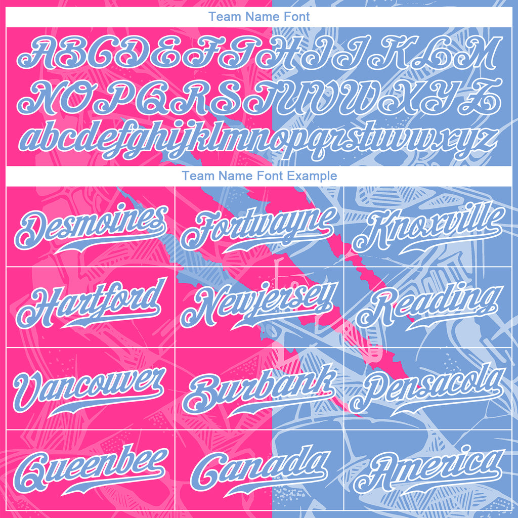 Custom Graffiti Pattern Light Blue-Pink 3D Scratch Authentic Baseball Jersey
