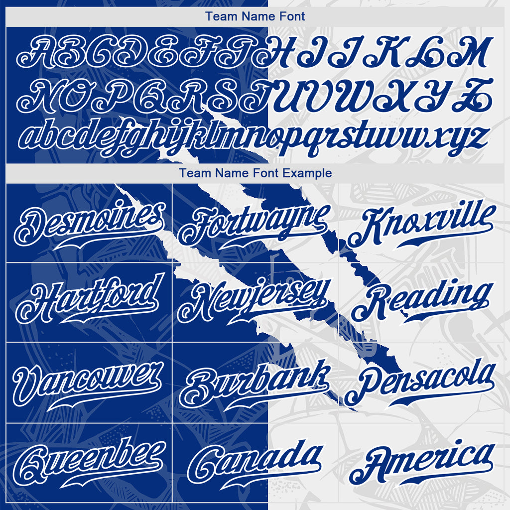 Custom Graffiti Pattern Royal-White 3D Scratch Authentic Baseball Jersey