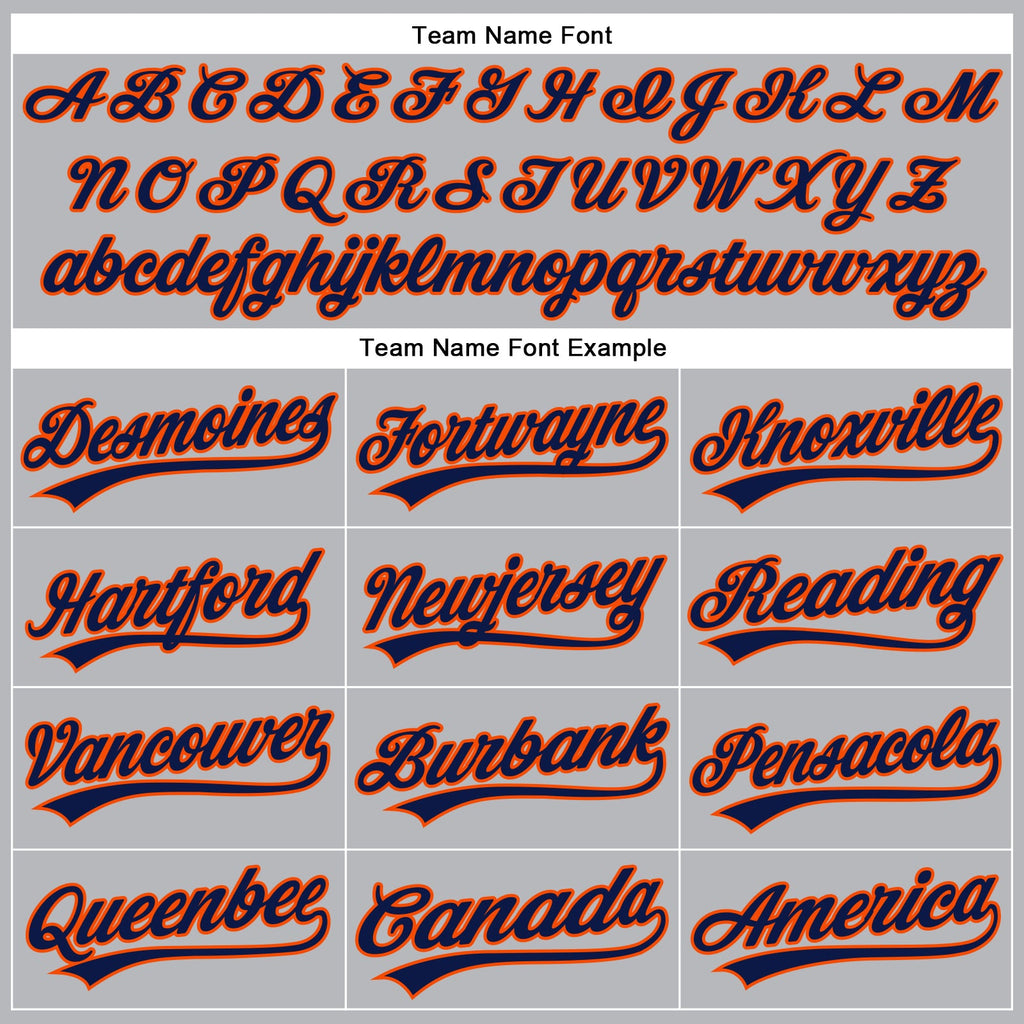 Custom Gray Navy Pinstripe Orange Authentic Baseball Jersey