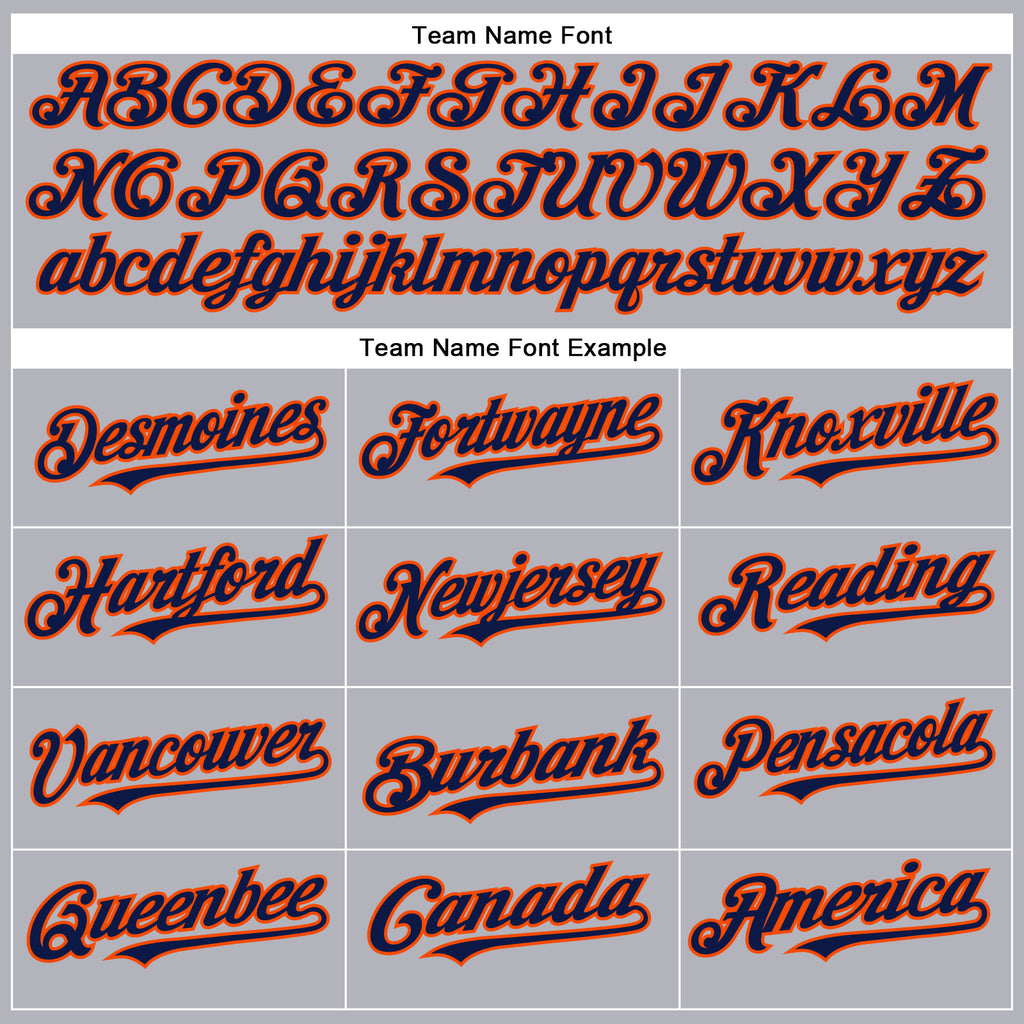 Custom Gray Navy-Orange Authentic Baseball Jersey