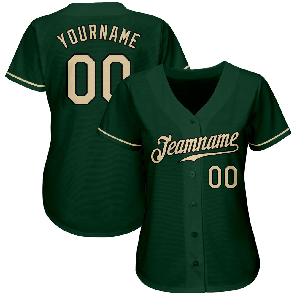 Custom Green Cream-Black Authentic Baseball Jersey