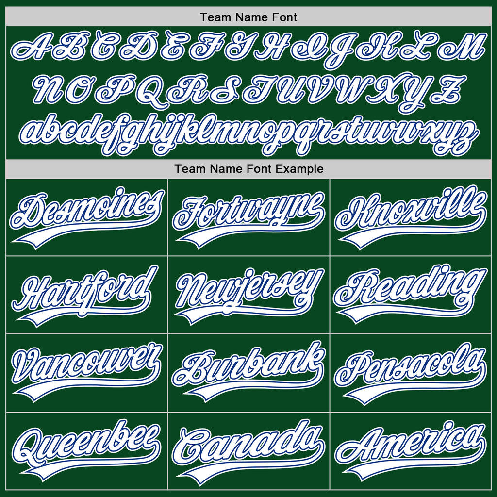 Custom Green White-Royal Authentic Throwback Baseball Jersey