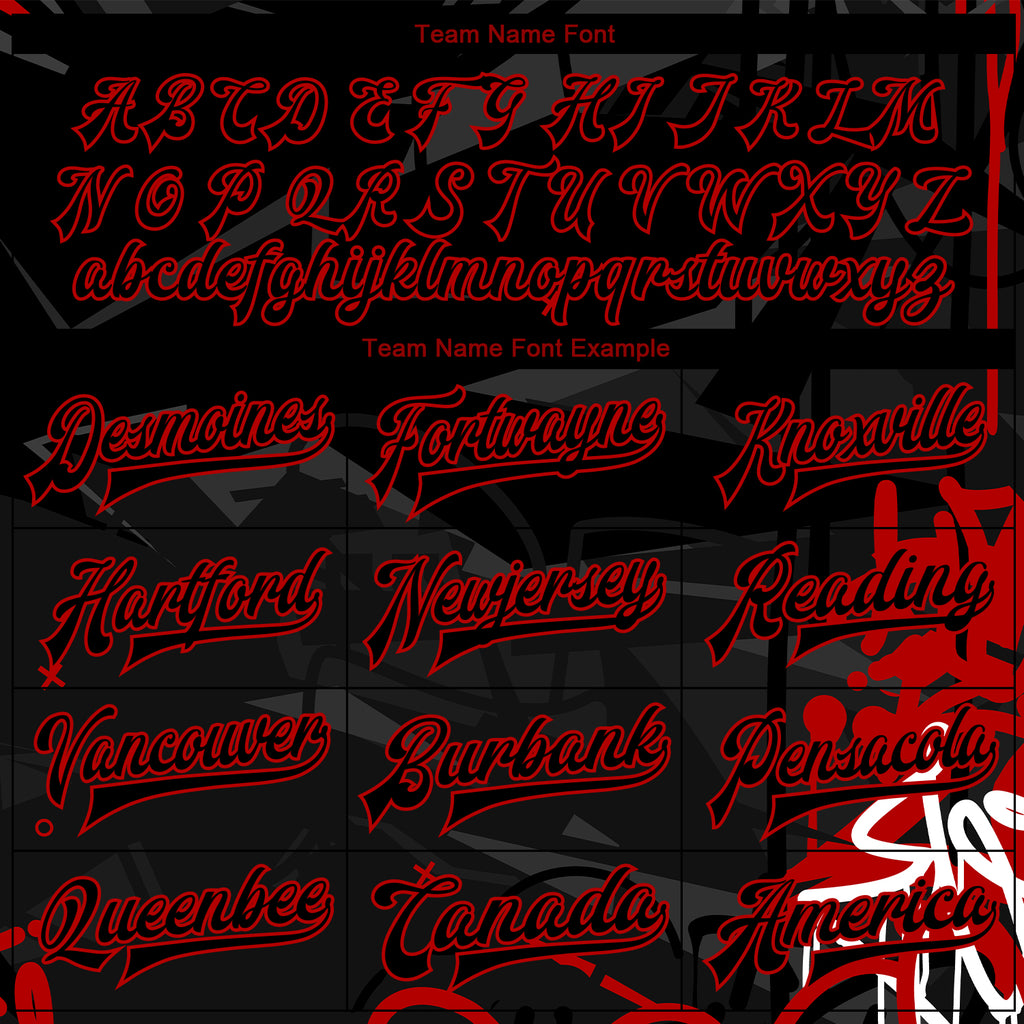 Custom Graffiti Pattern Black-Red Dark Abstract Urban Street Art 3D Bomber Full-Snap Varsity Letterman Jacket