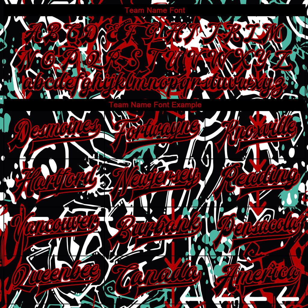 Custom Graffiti Pattern Black-Red Abstract Grunge Art 3D Bomber Full-Snap Varsity Letterman Jacket