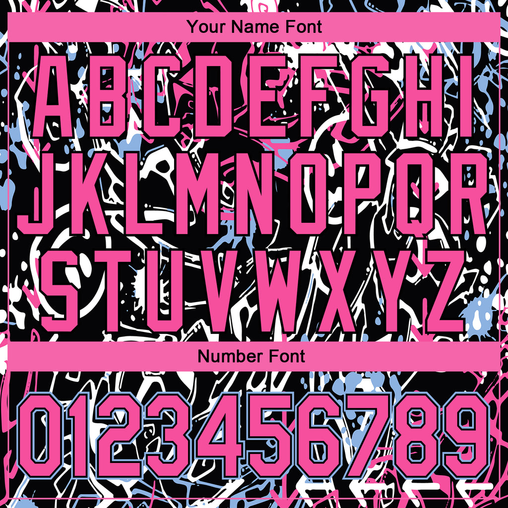 Custom Graffiti Pattern Pink-Light Blue Abstract Grunge Art 3D Bomber Full-Snap Varsity Letterman Jacket