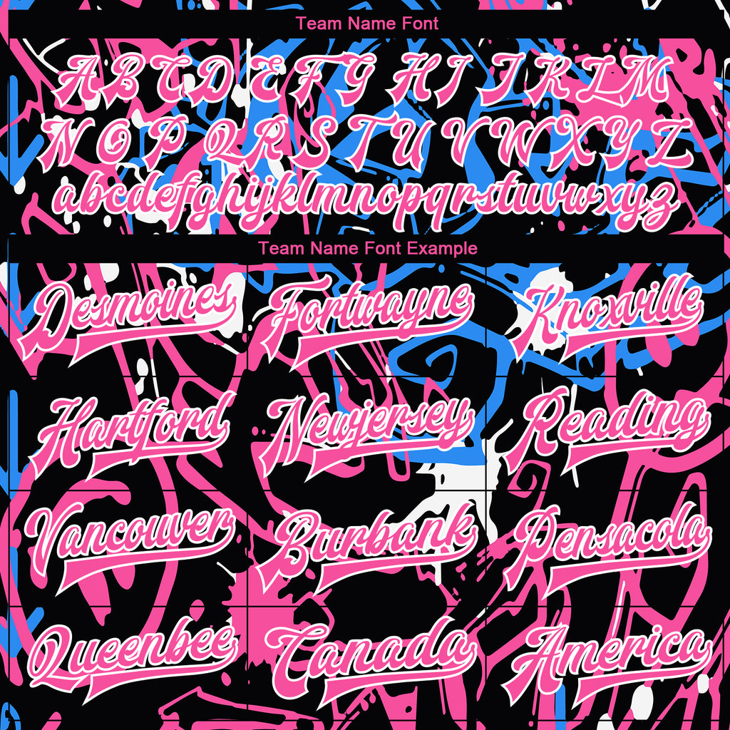 Custom Graffiti Pattern Pink-White Abstract Grunge Art 3D Bomber Full-Snap Varsity Letterman Jacket