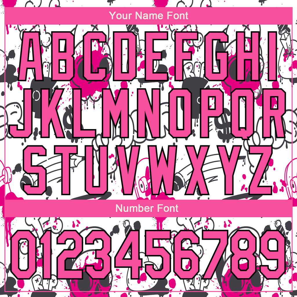 Custom Graffiti Pattern Pink-Black Abstract Grunge Art 3D Bomber Full-Snap Varsity Letterman Jacket