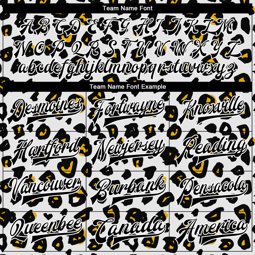 Custom White Black Leopard Print 3D Pattern Design Bomber Full-Snap Varsity Letterman Jacket