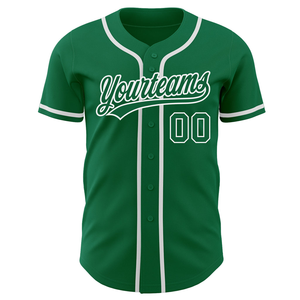 Custom Kelly Green Kelly Green-White Authentic Baseball Jersey