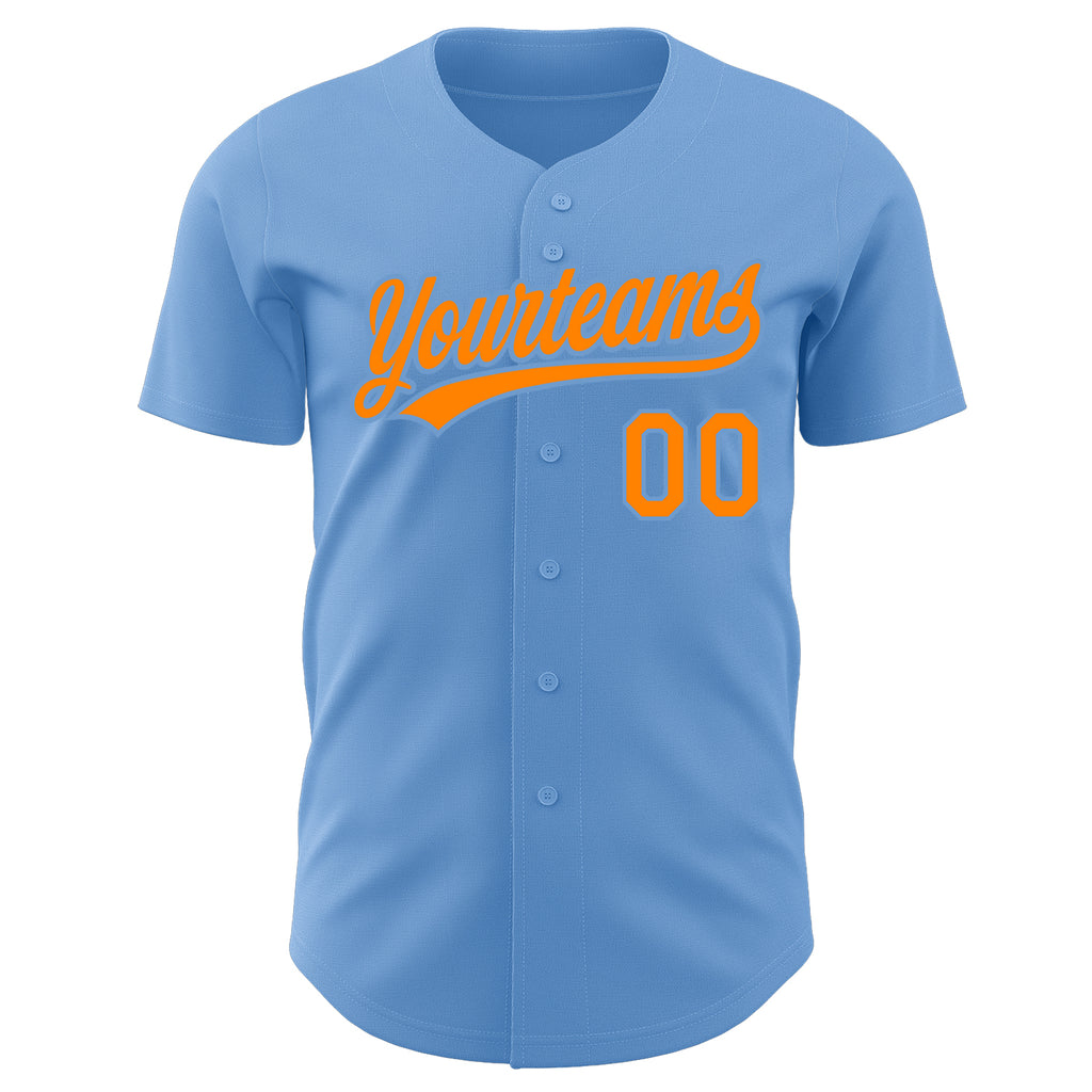 Custom Light Blue Bay Orange Authentic Baseball Jersey