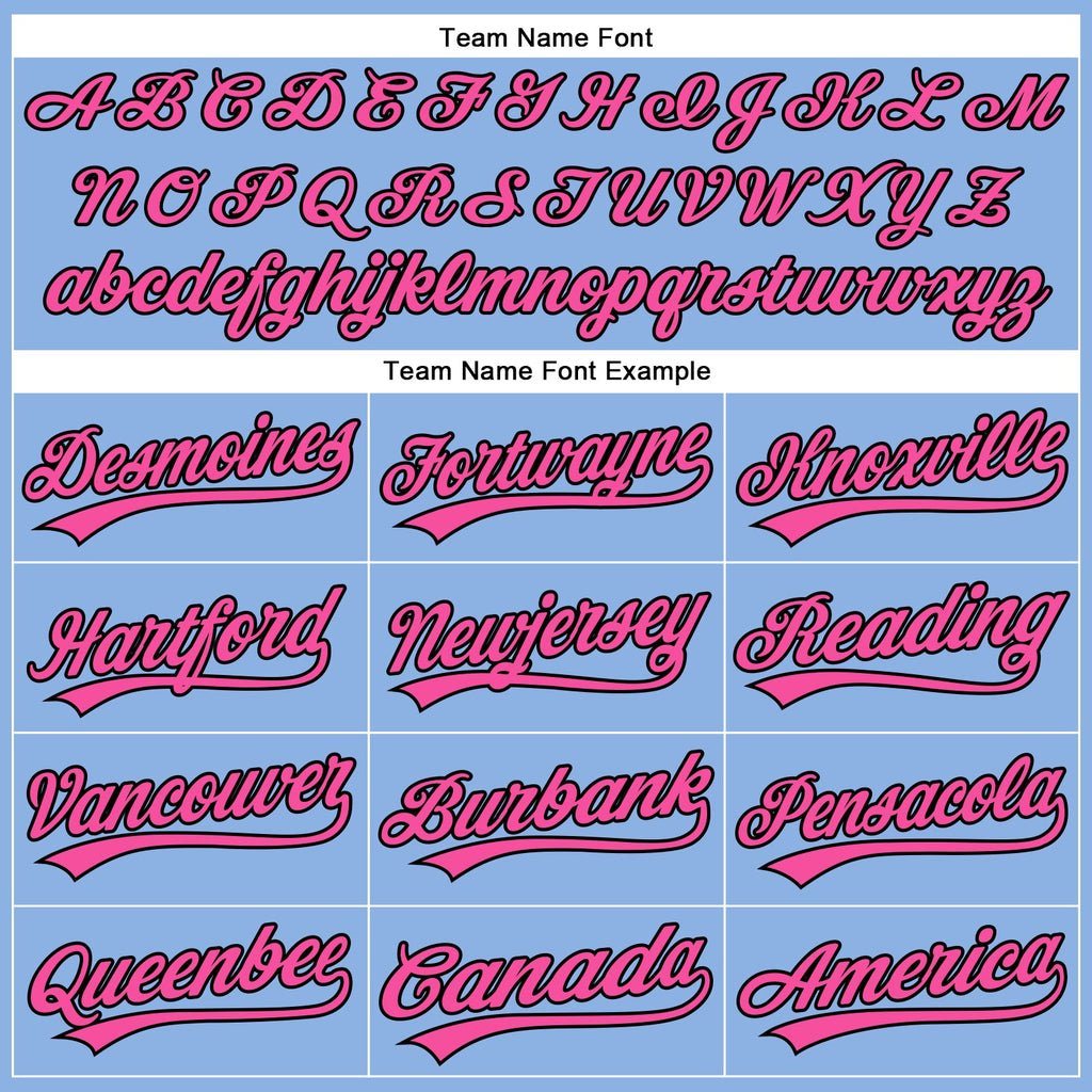 Custom Light Blue Pink Pinstripe Black Authentic Baseball Jersey