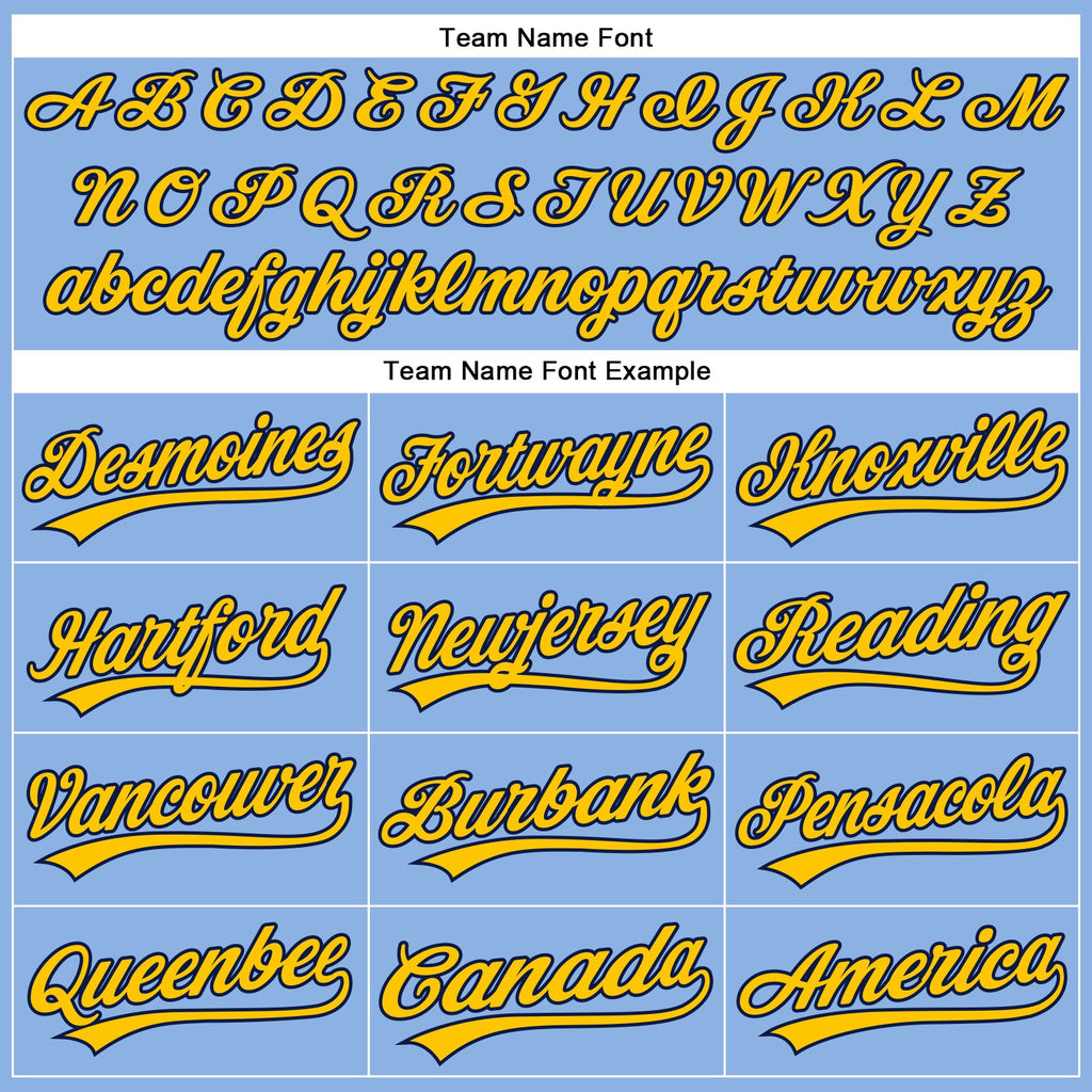 Custom Light Blue Yellow Pinstripe Navy Authentic Baseball Jersey