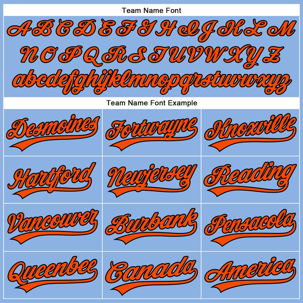 Custom Light Blue Orange Pinstripe Black Authentic Baseball Jersey