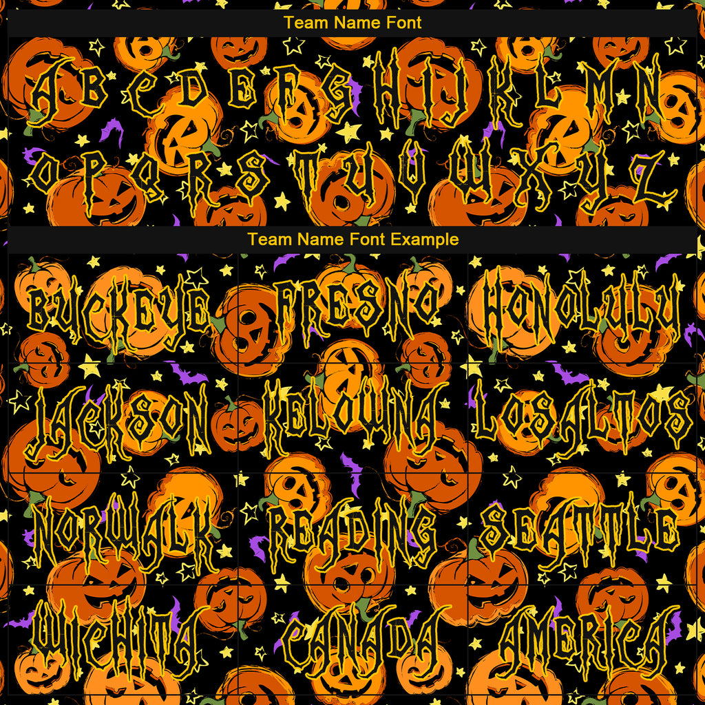 Custom 3D Pattern Halloween Pumpkins Bats Stars Long Sleeve Performance T-Shirt