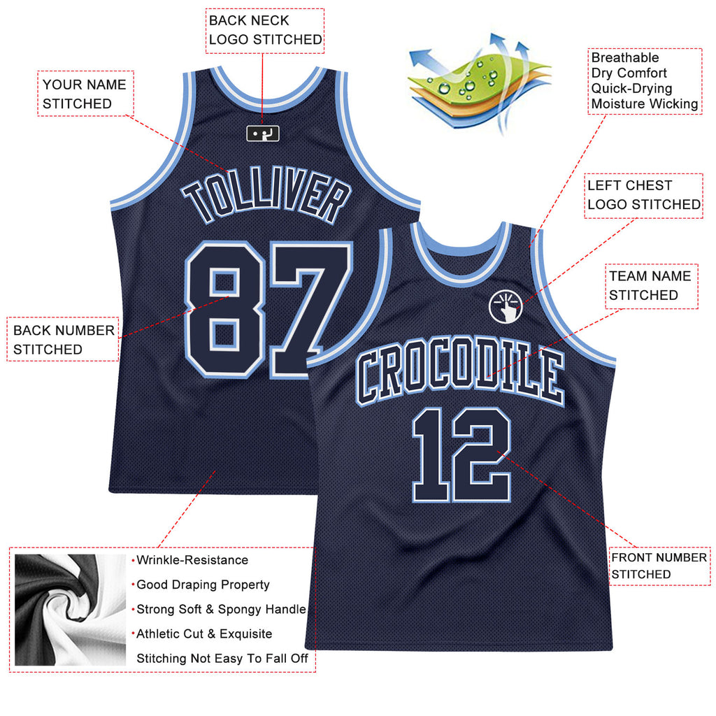 Custom Navy Navy-Light Blue Authentic Throwback Basketball Jersey