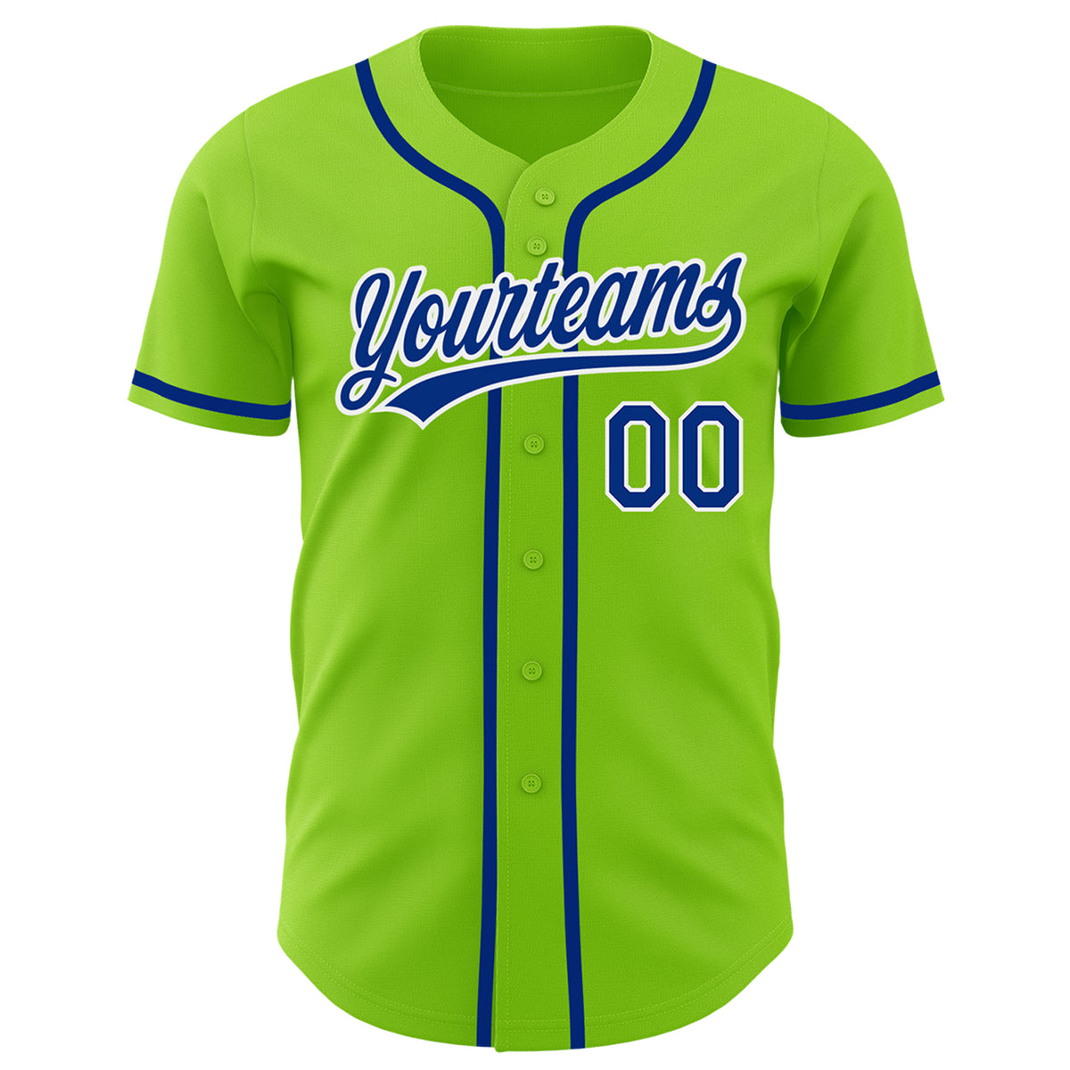 Custom Neon Green Royal-White Authentic Baseball Jersey Free Shipping ...