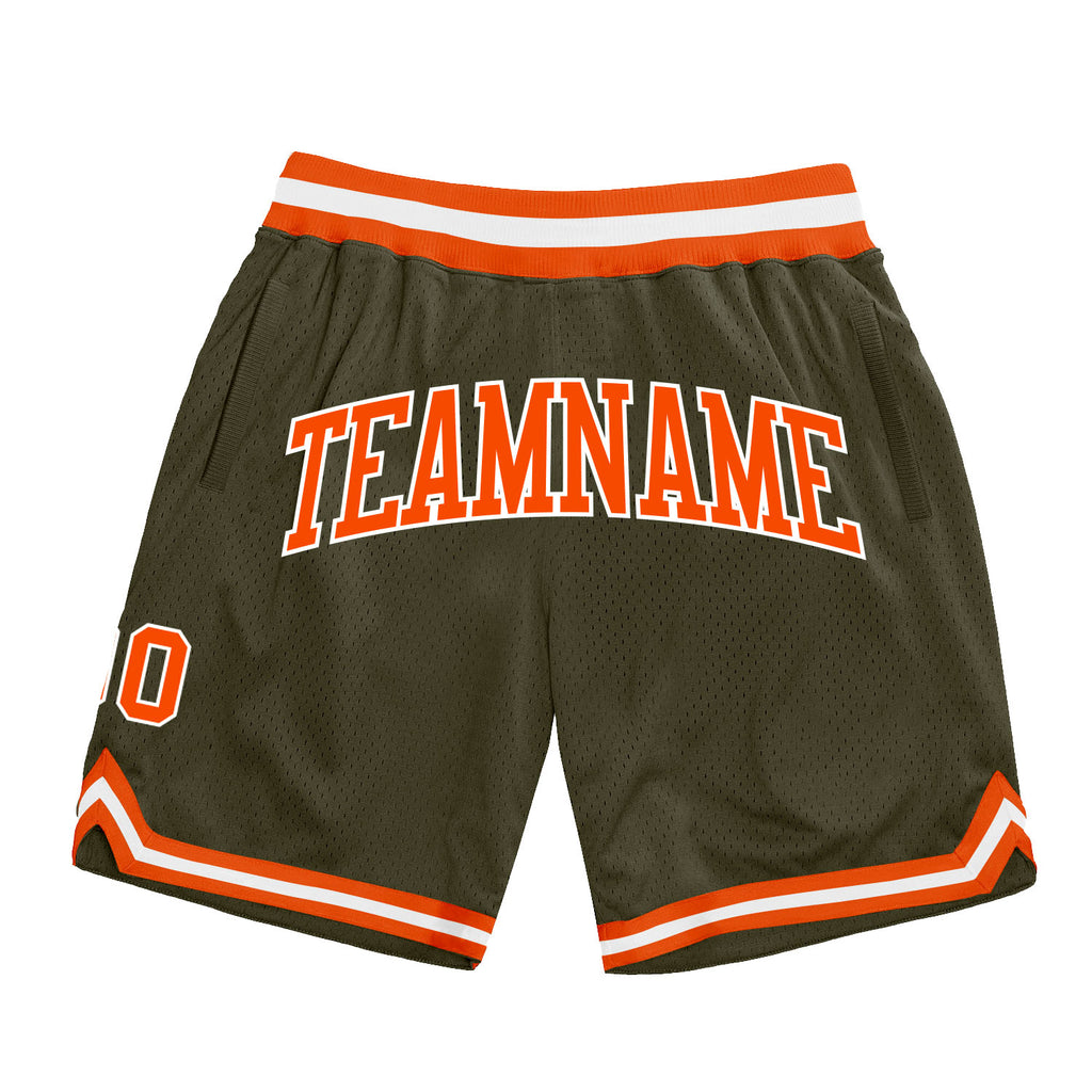 Custom Olive Black-Old Gold Authentic Throwback Salute To Service Basketball Shorts