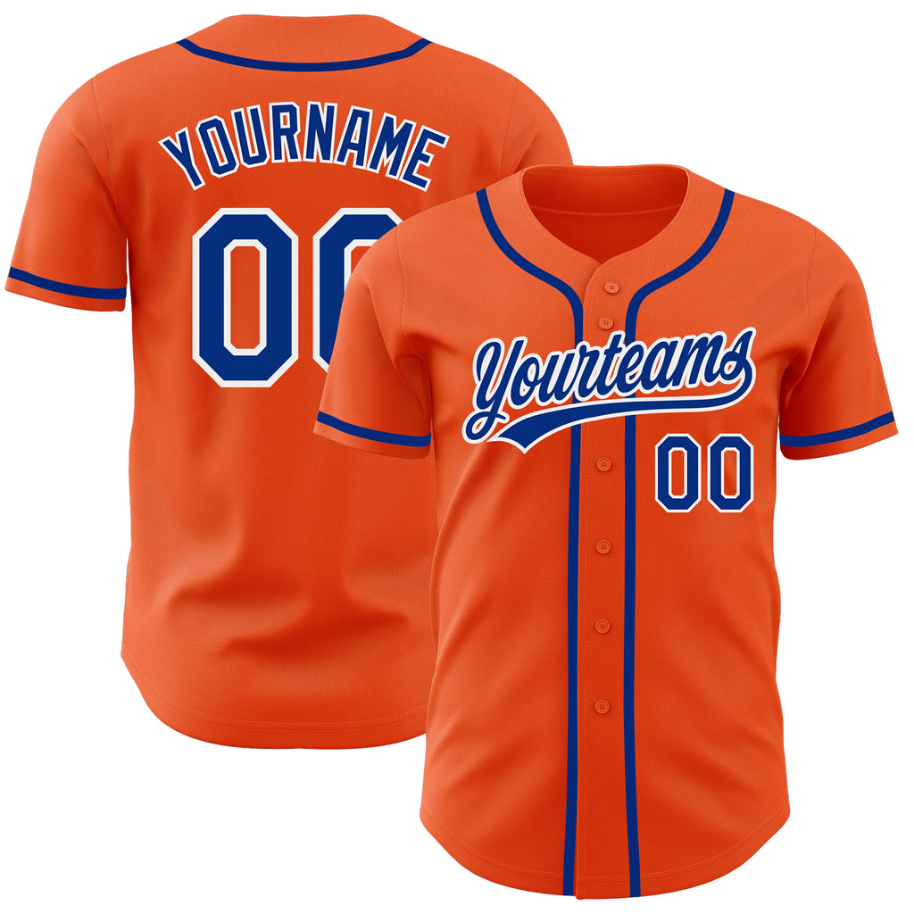 Custom Orange Royal-White Authentic Baseball Jersey