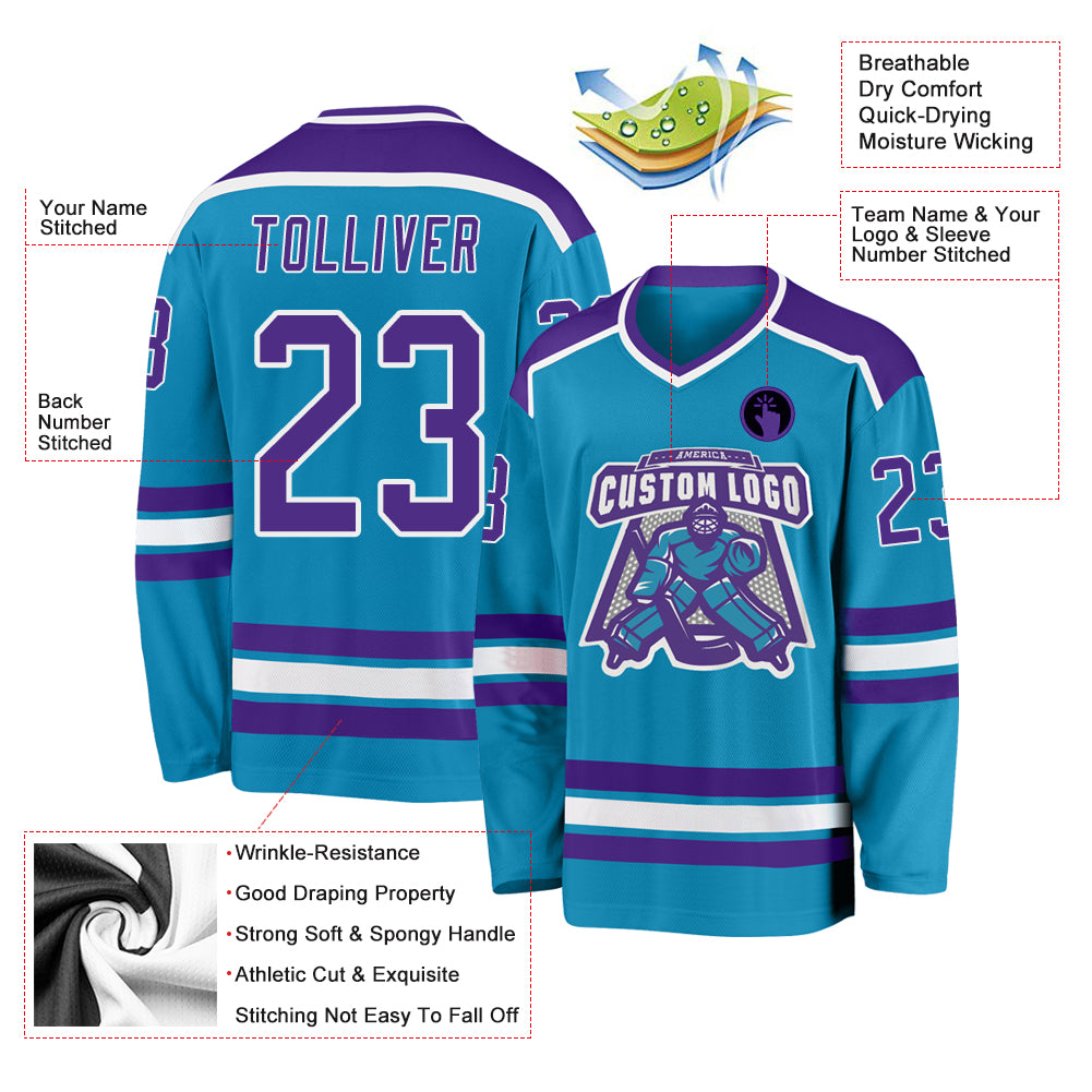 Custom Panther Blue Purple-White Hockey Jersey