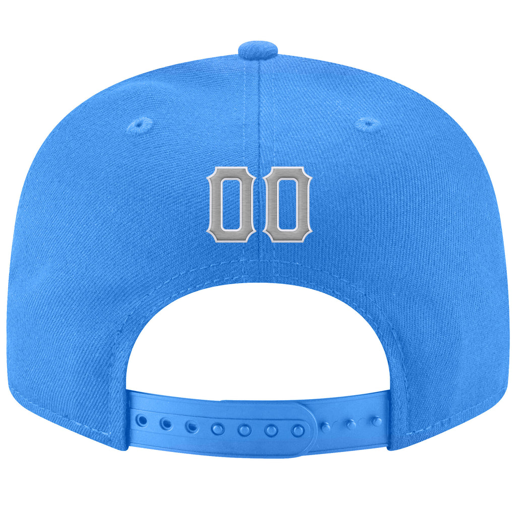 Custom Powder Blue Gray-White Stitched Adjustable Snapback Hat