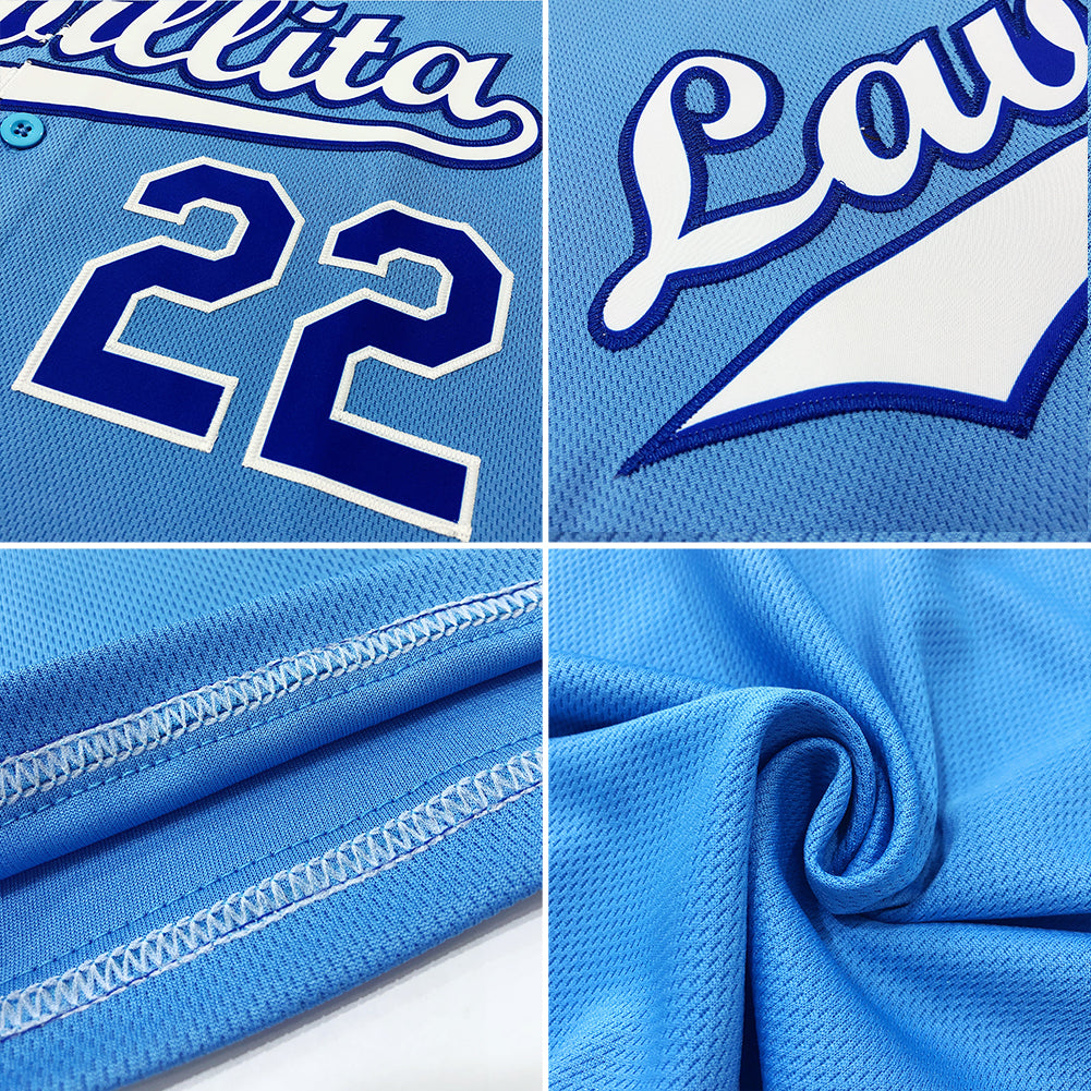 Custom Powder Blue Powder Blue-Navy Authentic Baseball Jersey