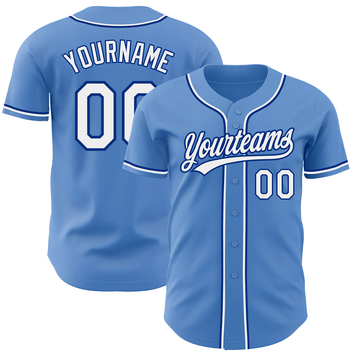 Custom Powder Blue White-royal Authentic Baseball Jersey Free Shipping 